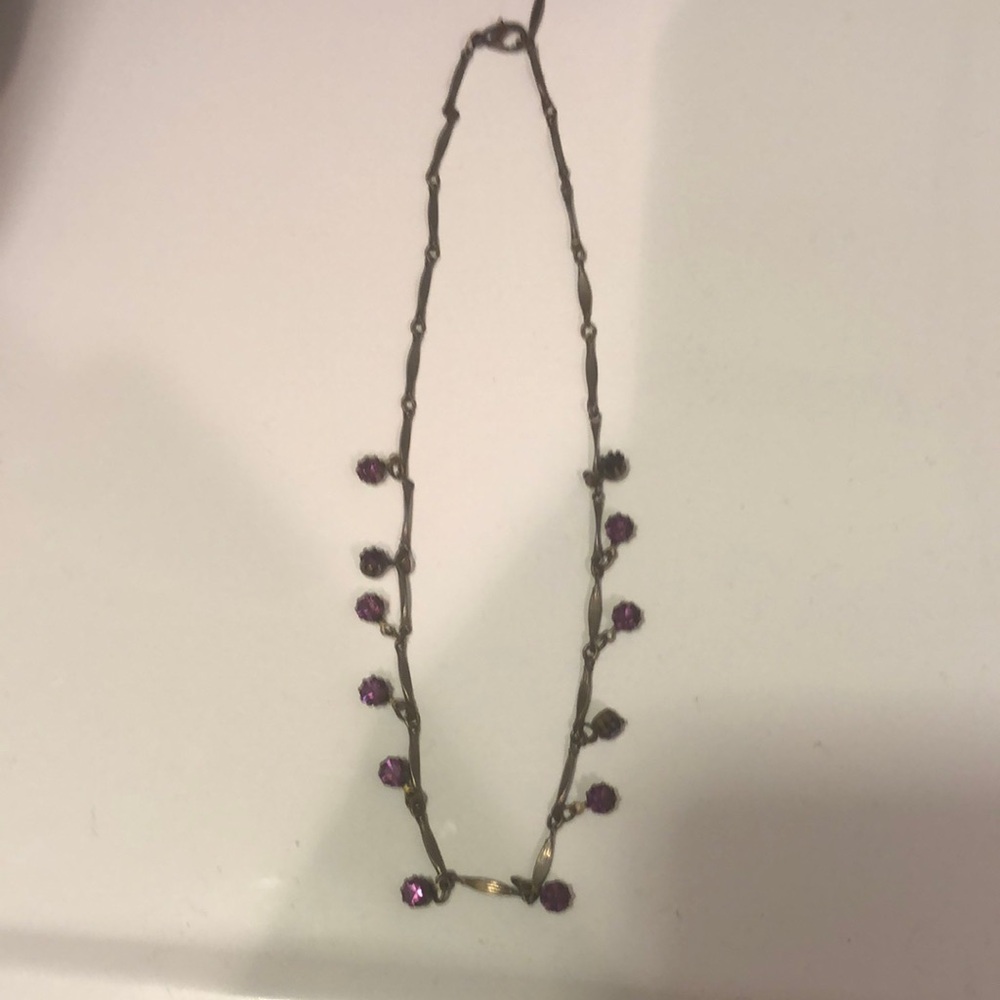 Vintage Kenny Ma San Francisco bronze colored necklace with purple stones.